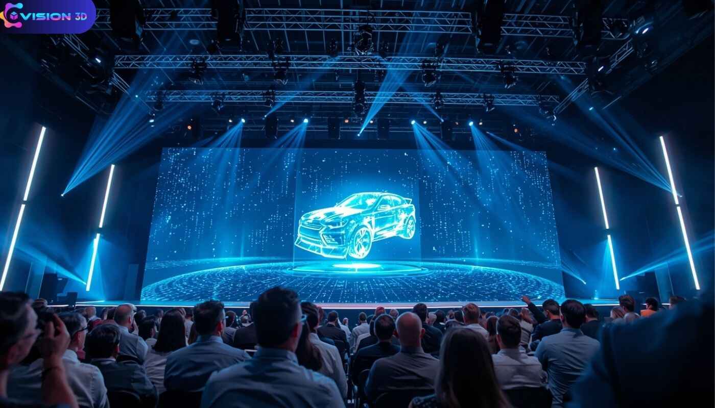 Large-Scale Hologram Projection Screen for Business Launches Product Promotions